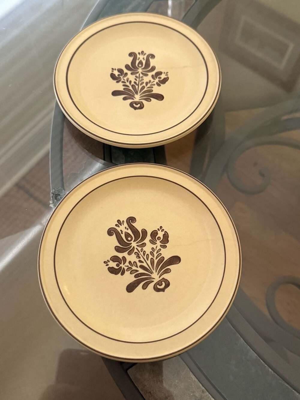 Pfaltzgraff Village Salad Plate Tan Brown Stoneware Lot of 2